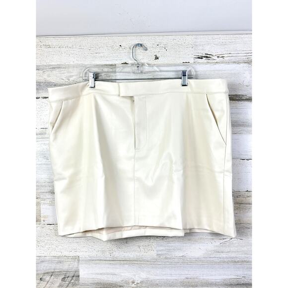 A New Day Womens plus 2X Faux Leather Mini Skirt Cream new lined soft - Picture 3 of 8